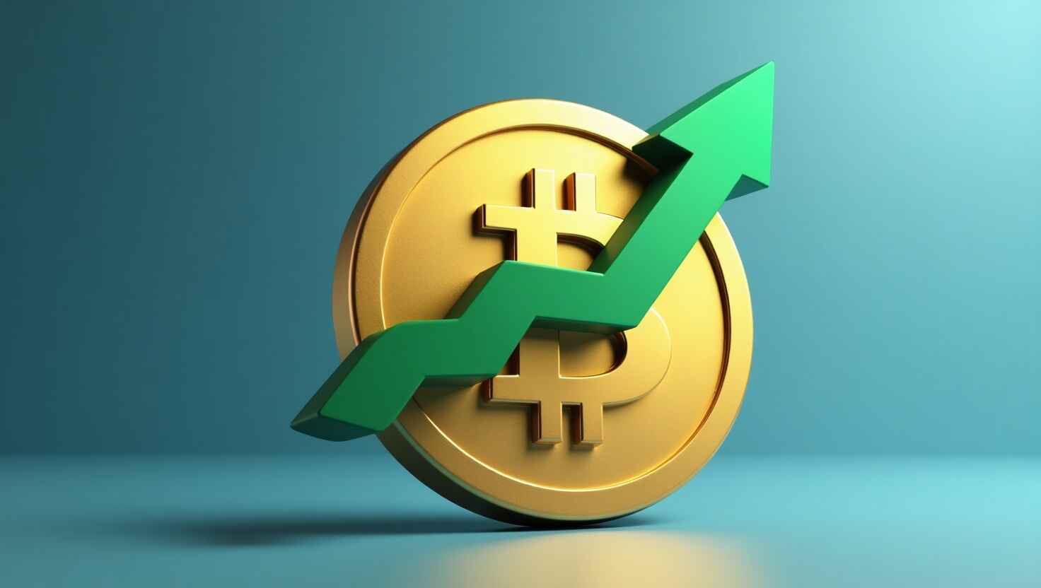 "Bitcoin price rising toward $100,000 with green arrow"